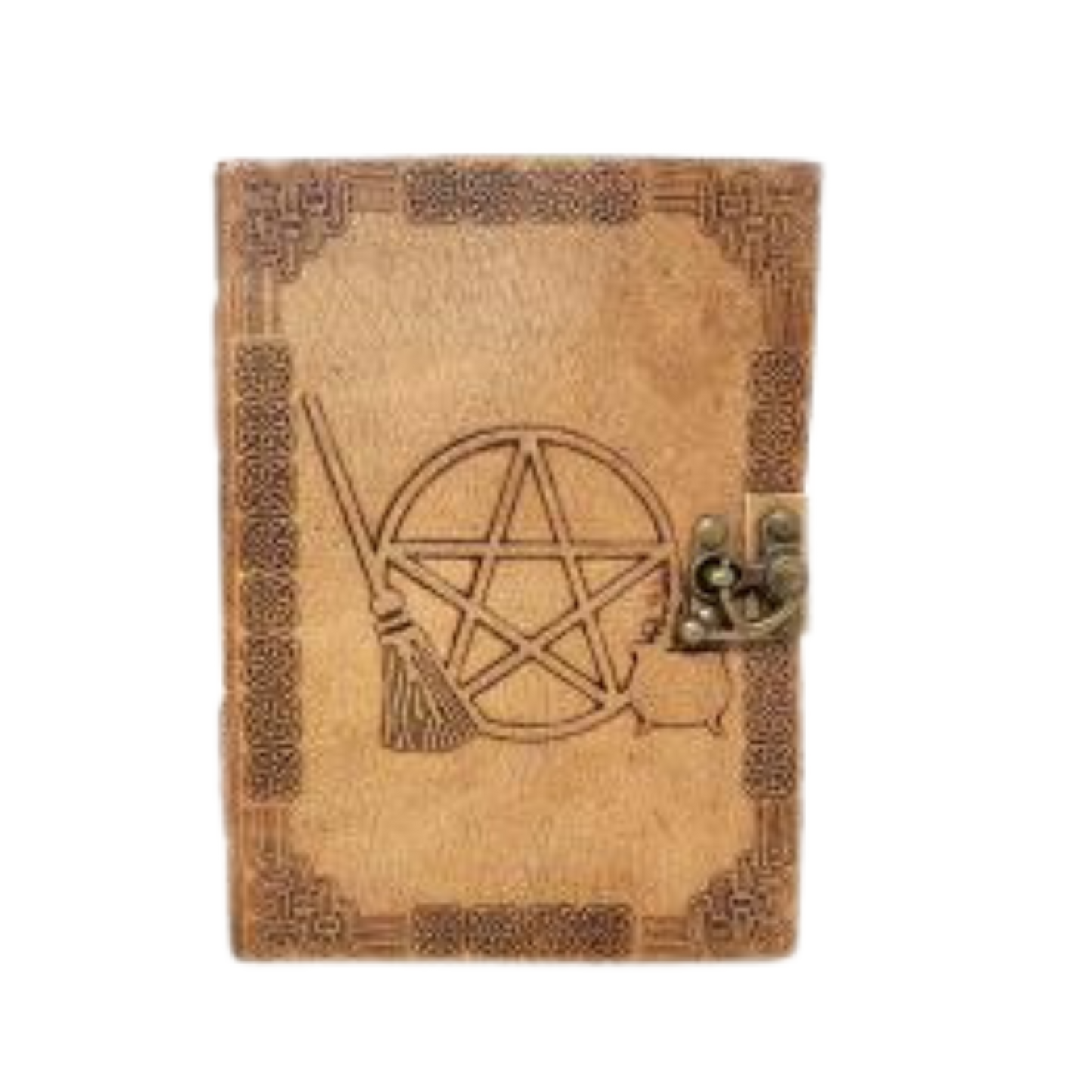 Pentagram Broom Leather Journal with Latch Closure