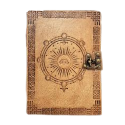 Moon Phase Leather Journal with Latch Closure