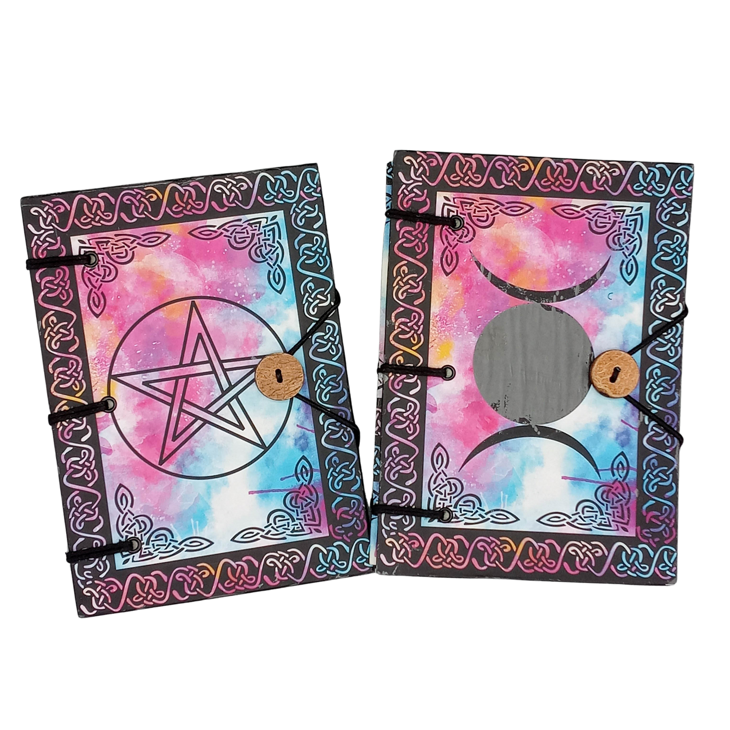 Triple Moon or Pentacle - Handmade Grimoire - Journal