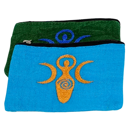 Goddess of Earth Embroidered Cotton Coin Purse